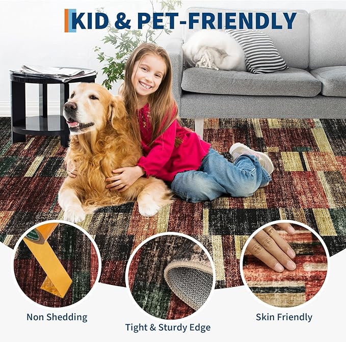 Washable Runner Rug for Hallway 2x6 Runner Non Slip Kitchen Rugs Modern Entryway Rug Farmhouse Soft Bathroom Rugs Stain Resistant Carpet for Laundry Bedroom 2'x6' Red