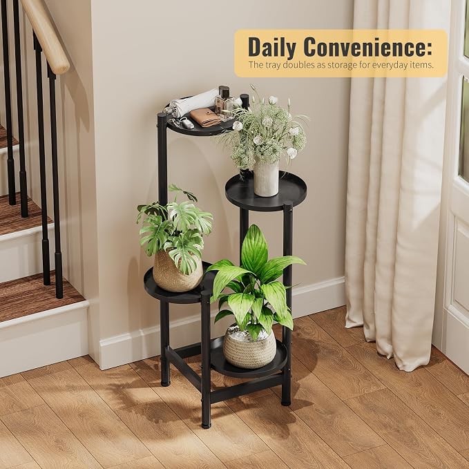 Metal Plant Stand for Indoor Outdoor,Corner Tall Plant Shelf for Multiple Plants,4 Tier Heavy Duty Flower Pot Holder,Display Rack for Patio Garden Balcony Living Room Bedroom