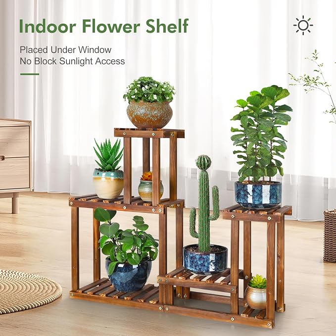 Plant Stand for multiple Plants Stands Indoor Outdoor Flower Pot Stand 5 Tiers Flower Shelf Rack Plants Stands for Patio Balcony Living Room （Upgrade 2 in 1 ）