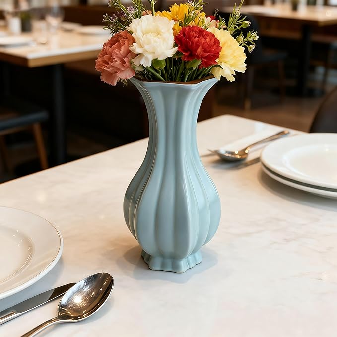 8-inch ice Cracked Glazed Ceramic vase, Modern Eastern Style Ceramic vase, Dining Table, Central Living Room Shelf Decoration (TQ05)