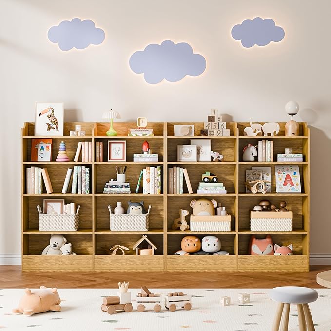Cozy Castle 5 Tier Kids Bookshelf, 10 Cube Kids Toy Storage Organizer,Toddler Bookcase Storage Cabinet for Playroom, Bedroom, Kid Room, Reading Nook,Nursery (Natural)