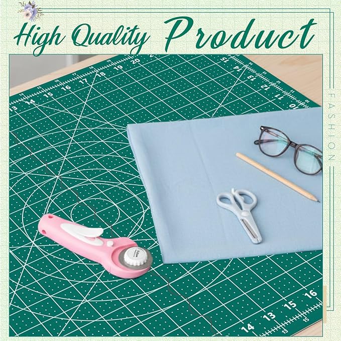18" x 24" Self Healing Folding Cutting Mat with Grid for Quilting, Sewing, Craft Hobby Board Sewing Cutting Mat for Quilting, Leather, Fabric, Crafting, Scrapbooking, Art, Clay, Green