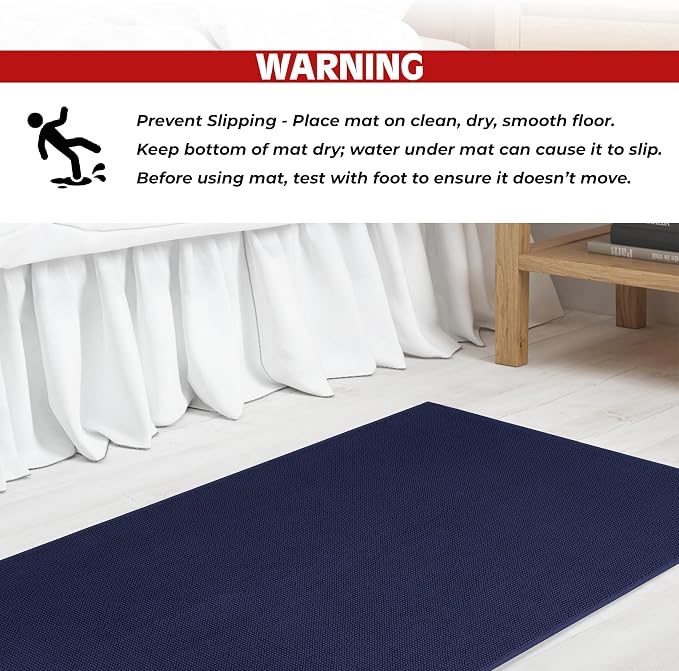 Cotton Paradise 100% Cotton Turkish Bathmat Rug, Soft Absorbent Quick Dry Non Slip, 20x34 Bathmat Rug, Navy Blue