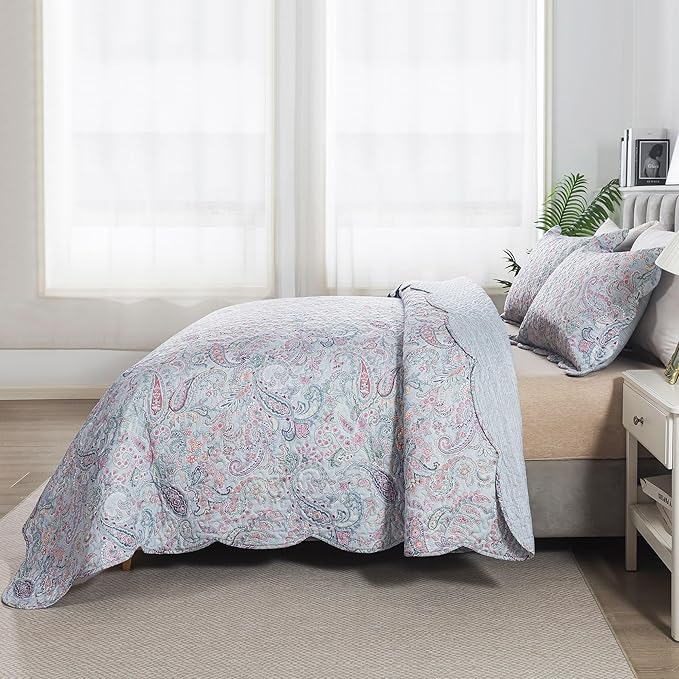 HoneiLife Quilt Sets Queen Size - Microfiber Bedspreads 3-Piece,Queen Quilt Bedding Sets All Season Quilts,Lightweight Coverlets for Queen Beds
