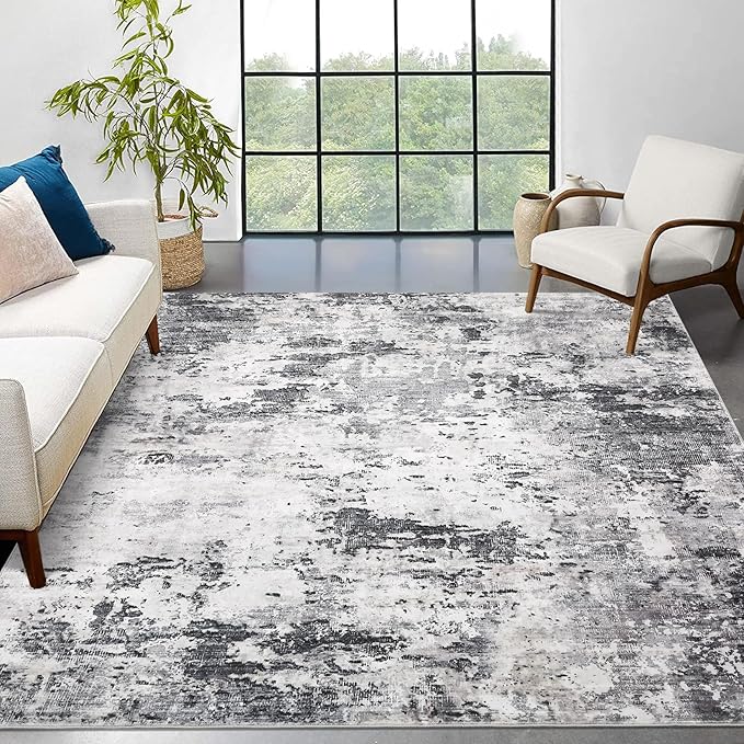 Washable 5x7 Area Rugs for Living Room Low Pile Small Carpet Soft Bedroom Rug Modern Abstract Carpet Non Shedding Thin Colorful Carpets Contemporary Floor Mats for Kitchen Nursery, Brown Green
