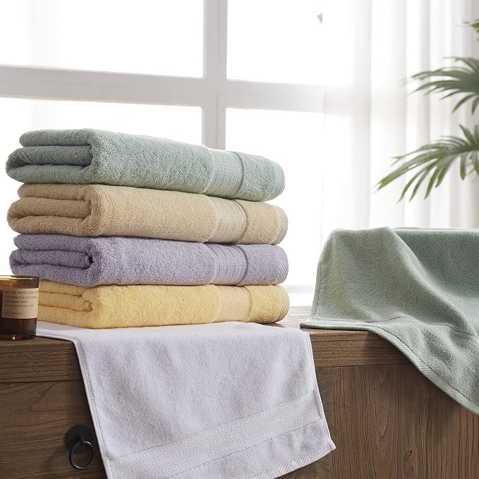 COZYART Lavender Luxury Bath Towel Set, Turkish Cotton Hotel Towel Bulk for Bathroom, Thick Bathroom Sets of 6 Pcs with 2 Large Bath Towels, 2 Hand Towels, 2 Washcloths, 650 GSM.