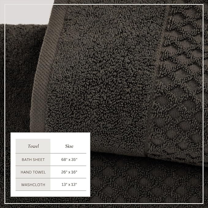 Great Bay Home Bath Towels - 100% Cotton 6 Piece Bath Sheet Set - Diamond Waffle Weave - Absorbent, Durable, Quick-Dry Towels for Bathroom (Midnight)