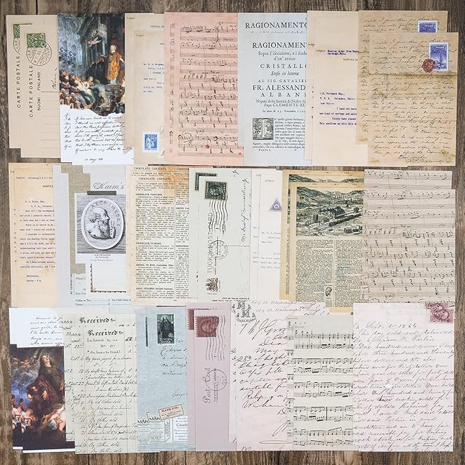 Knaid Vintage Scrapbook Supplies Pack (200 Pieces) for Junk Journal Bullet Journals Planners Aesthetic Paper Stickers Craft Kits Cottagecore Collage Album (Artistic)