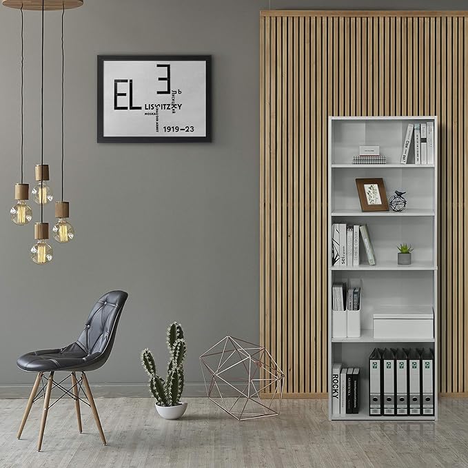 FURINNO Wright 5-Shelf Bookcase, Soft White