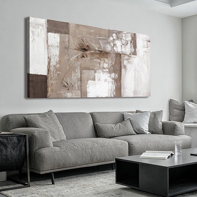 Abstract Wall Art For Living Room Brown Grey And White Wall Art Abstract Canvas Art Wall Decor Paintings Background Modern Artwork Decor For Bedroom Bathroom Can Be Hung 24×48 Inch