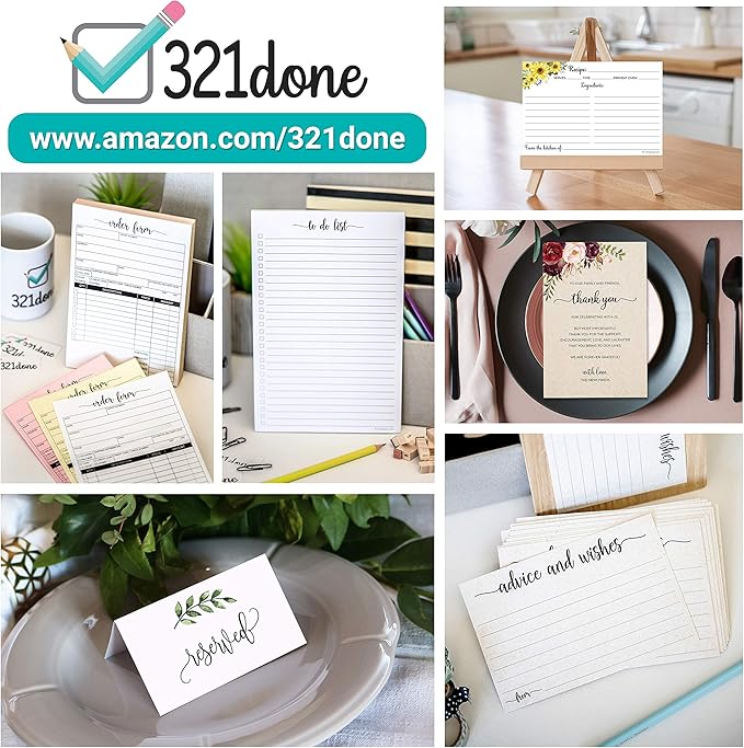 321Done Wide-Ruled Notepad (8.5" x 11") Made in USA, 50 Sheets, Letter Size, Large Tear Off Edge Glued, Planning Memo Pad, Unisex Minimalist Simple Lined Wide Spaced Writing Pad