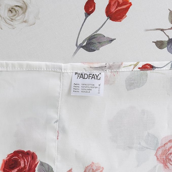 FADFAY Rose Sheets Set Twin XL Vintage White Rose Floral Bedding Shabby College Bedding 100% Percale Egyptian Cotton 800 Thread Count Ultra Soft Deep Pocket Fitted Sheet 4Pcs, Twin XL for Dorm Room
