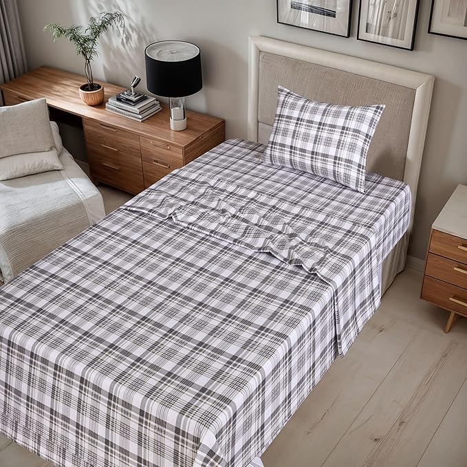 RUVANTI Flannel Sheets Twin Size - 100% Cotton Double Brushed Twin Sheets Set, Deep Pockets 16 Inches, All Seasons Breathable & Extra Soft Bed Sheets, Warm & Cozy, 3 Piece, Modest