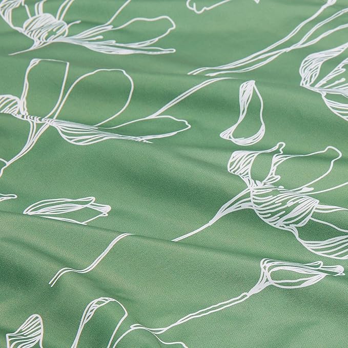 Amazon Basics Lightweight Microfiber Comforter Sets, 7 Pieces, Green, Floral, Full/Queen