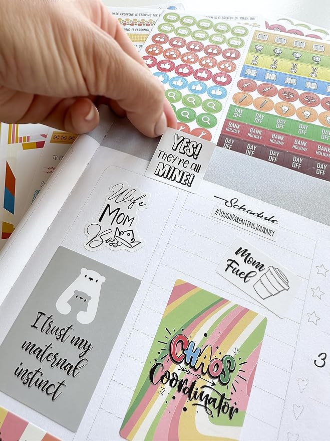 Vladi Creative Busy Mom Planner Stickers - 2190+ pcs, 18 Sheets, Decorative & Productivity-Boosting Colorful Stickers for Journals, Calendars, Scrapbooking, Time Management, & DIY Planner Decoration