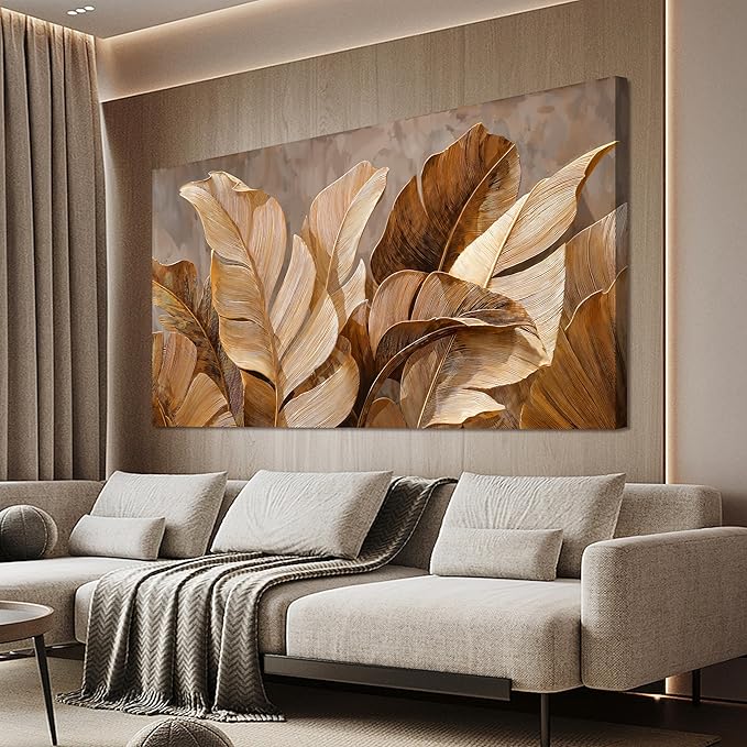 Dimpaga Canvas Wall Art Decor Artwork for Wall Decor Wall Art Pictures for Living Room Botanical Wall Art Prints Brown Modern Wall Art Decorations Artwork for walls Bedroom Office Decor 20" X 40"
