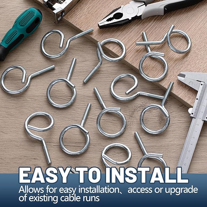 Yaocom 100 Pcs 1/4"-20 Machine Threaded Bridle Rings 2" Diameter Heavy Duty Bridle Wiring Rings Cable Hangers for Low Voltage Cable Pipe Management