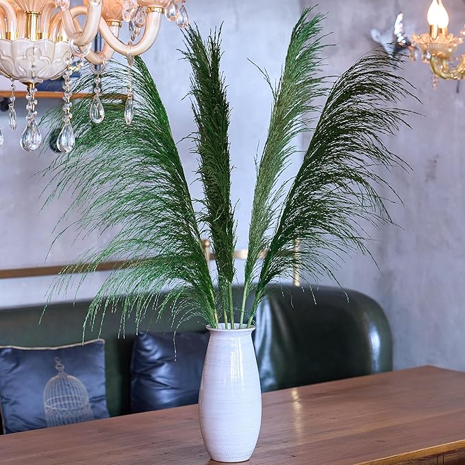 Pampas Grass Decor Tall,Long Pampas, Large Pompas Floral, Elegant Feather Flowers for Wedding Decorations, Living Room Decor (Natural Green, 6pcs 43.3"(110cm))