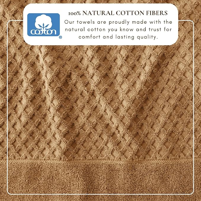 Great Bay Home Bath Towels - 100% Cotton 6 Piece Bath Sheet Set - Diamond Waffle Weave - Absorbent, Durable, Quick-Dry Towels for Bathroom (Mocha)
