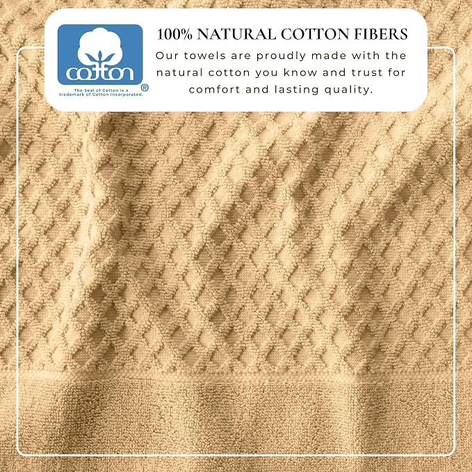 Great Bay Home Hand Towels - 100% Cotton 6 Pack 26x16 Hand Towel Set - Absorbent, Durable, Quick-Dry Towels for Bathroom (Sand)