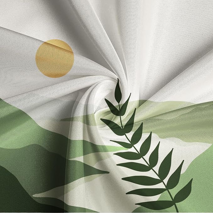 Boho Mid Century Shower Curtain Modern Abstract Sun Tropical Leaves Bathroom Curtain Set Neutral Minimalist Plant Waterproof Fabric Bath Decor with Hooks 72x78 inch