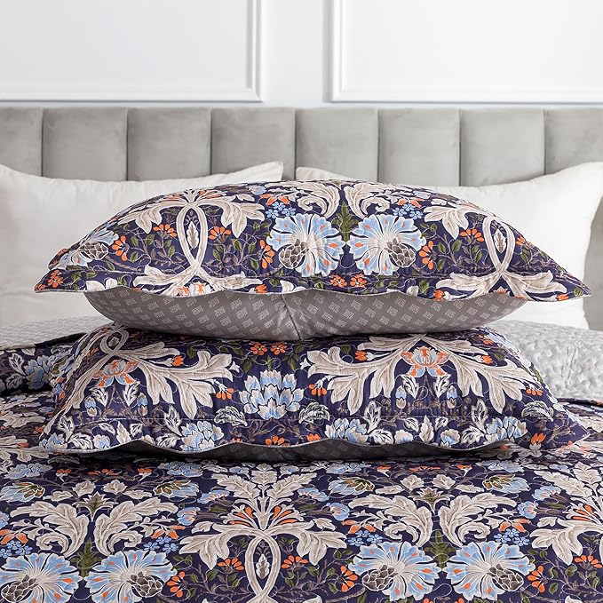 HoneiLife Quilt Set Queen Size - Microfiber Bedspreads for Queen Bed, Reversible Coverlet Lightweight Bedcover Quilt Bedding Sets-Navy