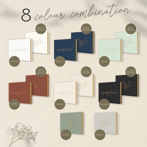 Regine Switzerland Wedding Guest Book - Elegant Gold-Foiled Design for Reception & Baby Showers | White Photo & Polaroid Pages