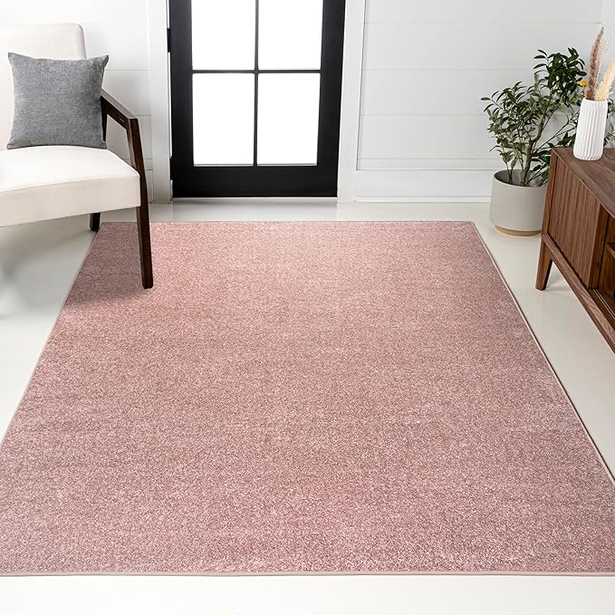 JONATHAN Y Haze Solid Low-Pile Pink Indoor Area Rug 5x8, Coastal,Bohemian,Minimalist,Classic, Easy-Cleaning for Living Room,Bedroom,Kitchen,Pet Friendly,Non-Shedding (SEU100P-5)