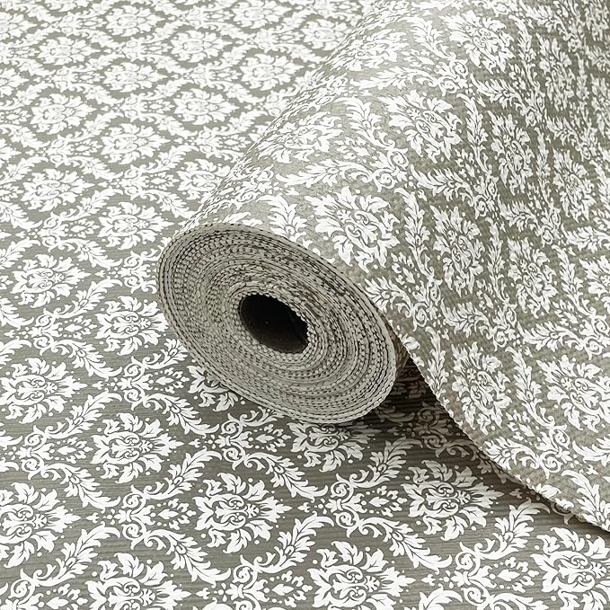 Drawer Liner and Shelf Liner for Kitchen Cabinet Liner Non-Adhesive Non-Slip Shelf Paper, Thick Strong Grip Waterproof Easy to Clean for Shelves, Cupboard, Desks, Baroque Pattern, 12 in x 10 FT