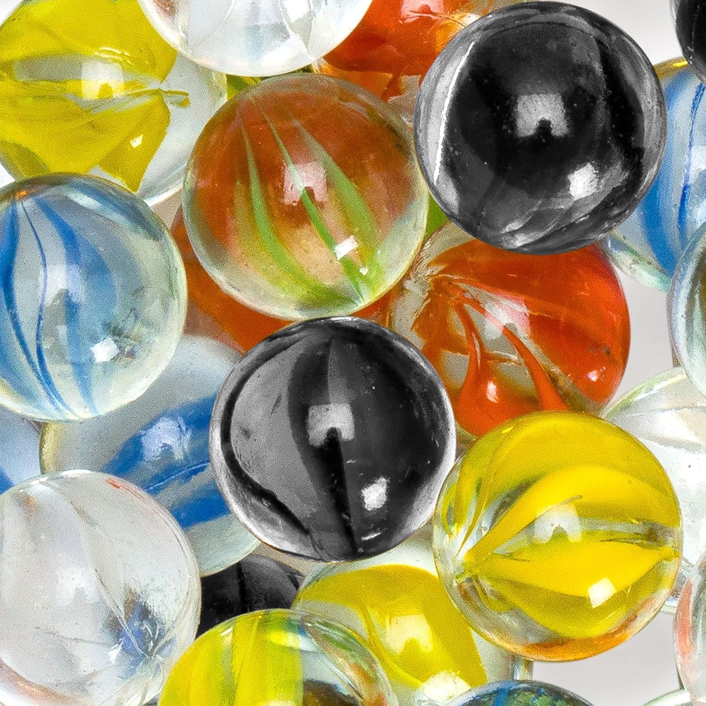 Yellow Mountain Imports Translucent Chinese Checkers Glass Marbles - 60 Pieces, 14mm Petal Design