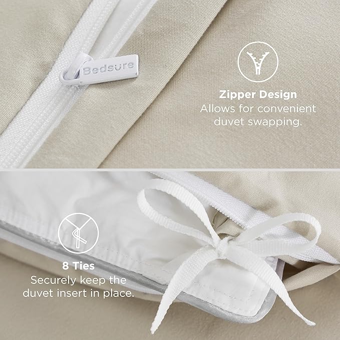 Bedsure Duvet Cover with Fitted Sheet King - 6 Pieces, Deep Pocket, Hotel Luxury Soft Double Brushed Bedding Set, 1 Duvet Cover, 1 Fitted Sheet, 2 Pillow Shams, 2 Pillowcases, NO Comforter, Linen