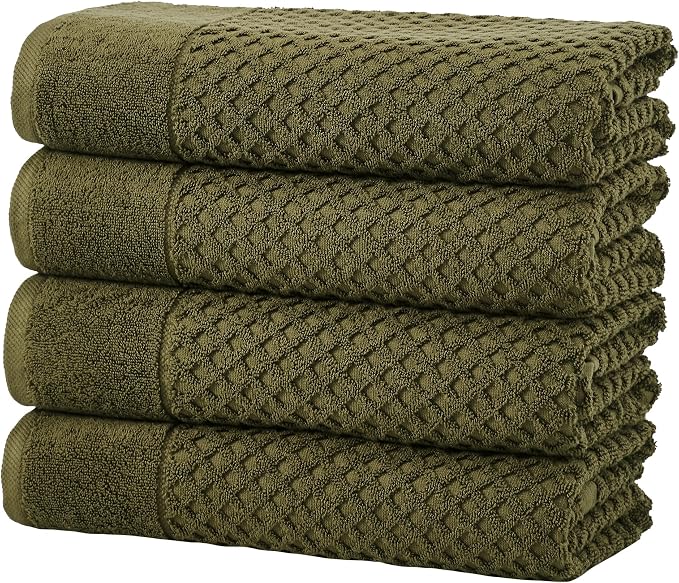 Great Bay Home Bath Towels - 100% Cotton 4 Pack 54x27 Bath Towel Set - Absorbent, Durable, Quick-Dry Towels for Bathroom (Olive)