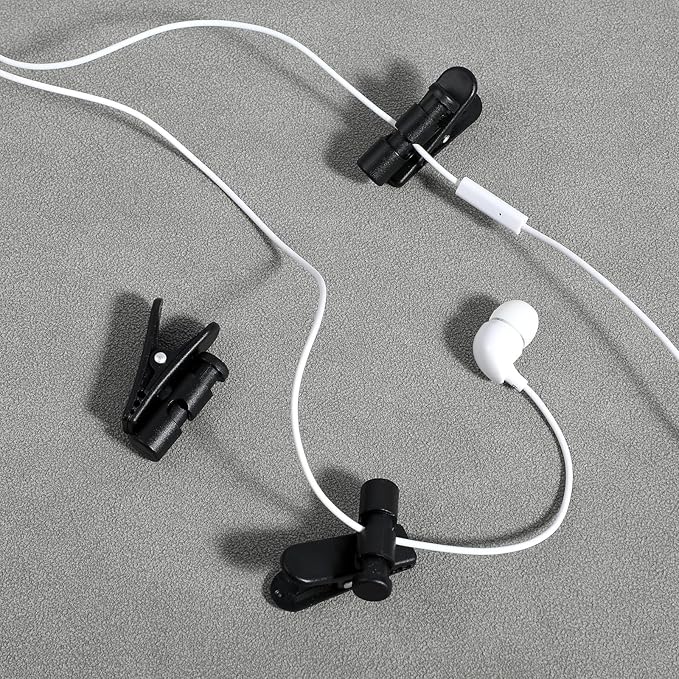 10PCS Wire Clips for Cords Headphone Clips Headset Cable Clip for Earphone Cable Cord Clamp Collar Headset Clamp Clothing Clip Earphone Earbud Cables Clipe, Fixing 2-4mm Headphone Wire