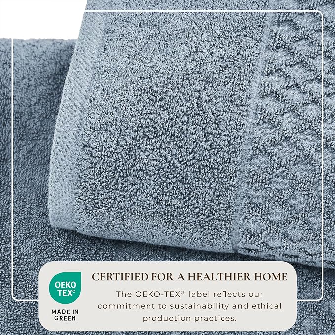 Great Bay Home Blue Washcloths - 100% Cotton 6 Pack 13x13 Washcloth Set - Absorbent, Durable, Quick-Dry Face Towels for Bathroom (Chambray Blue)