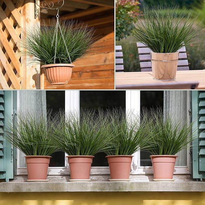48PCS 17.3" Fake Plants Artificial Wheat Grass Greenery Plastic Plants Fake Grass Artificial Plants for Outdoor Decor Artificial Plant with Greenery Stems for Indoor Home Decoration