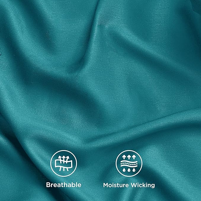 Bedsure Full Size Bed Sheets, Cooling Sheets, Rayon Derived from Bamboo, Breathable & Soft, Deep Pocket Up to 16 Inches, Hotel Luxury Silky Bedding for Hot Sleepers, Turquoise