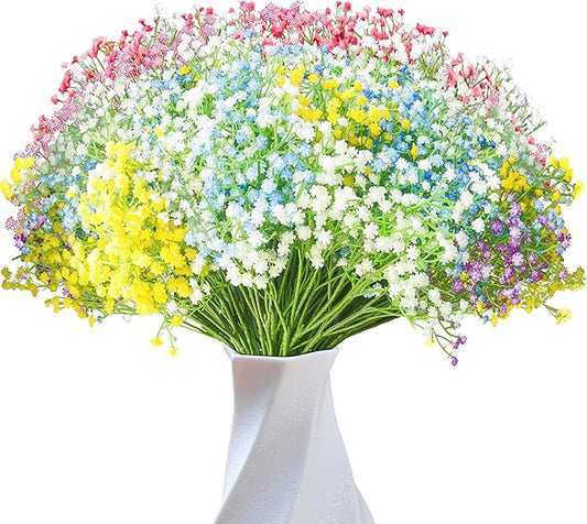 JIFTOK Babys Breath Artificial Flowers, 24 Pcs Fake Flowers Gypsophila Bouquet Fall Flowers Artificial for Decoration, Real Touch Silk Flower for Wedding Christmas DIY Party Home Garden (Mix Color)