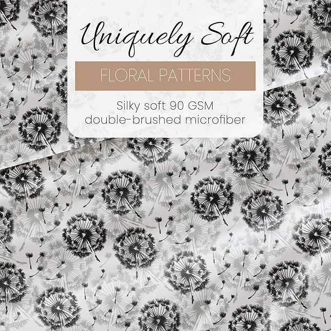 Linen Market Double-Brushed Patterned Microfiber Full Sheet Set 4 Piece – Oeko-TEX Certified Ultra Soft & Wrinkle-Free - 16" Deep Pocket Sheets - Easy Care Full Size - Make a Wish Light Gray