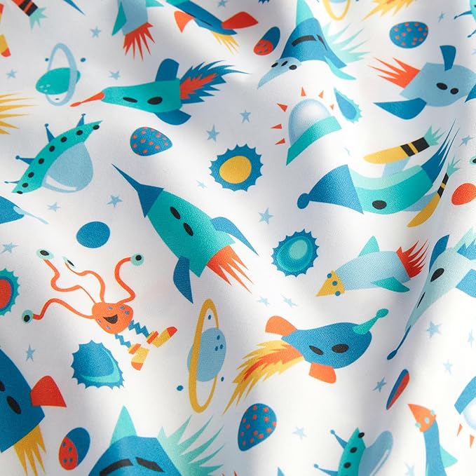 Amazon Basics Microfiber Kids' Sheet Set with Pillowcase, 3 Piece, Twin, Cosmic Adventure