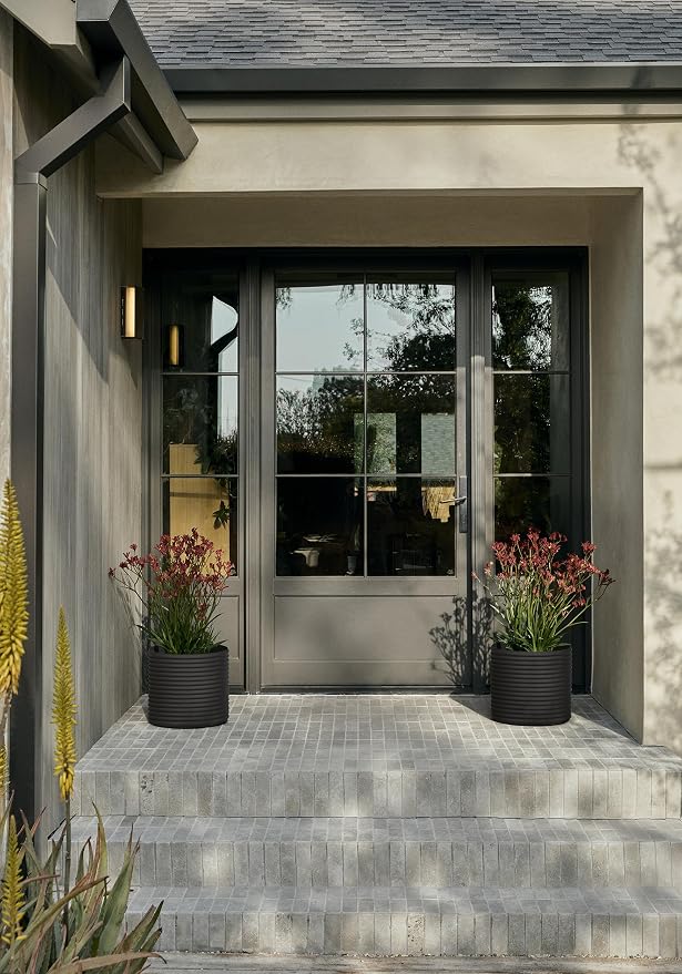 Veradek Mod Series 13" Short Planter for Patio & Backyard | Durable Plastic-Stone Material | Modern Décor for Plants & Flowers