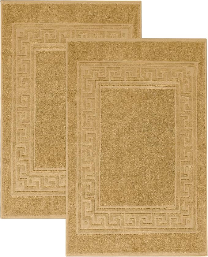 Superior Hotel & Spa Quality Bath Mat Set of 2, Made of Long-Staple Combed Cotton, Durable and Washable Bathroom Mat 2-Pack - Toast, 22" x 35" each
