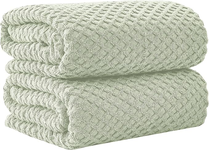 Great Bay Home Oversized Bath Sheets - 100% Cotton 2 Pack 68x35 Extra Large Towel - Absorbent, Durable, Quick-Dry Towels for Bathroom (Pale Green)