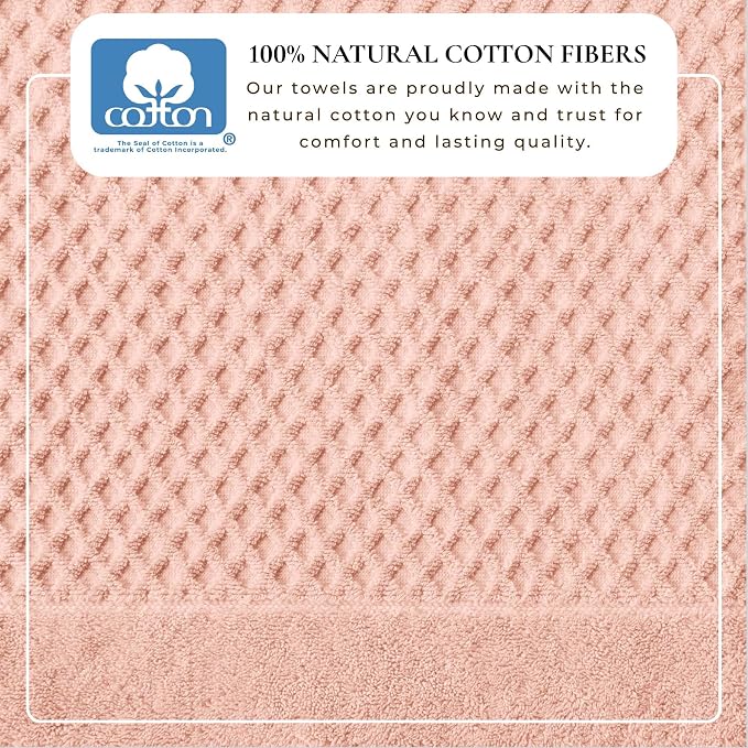 Great Bay Home Hand Towels - 100% Cotton 6 Pack 26x16 Hand Towel Set - Absorbent, Durable, Quick-Dry Towels for Bathroom (Pink)