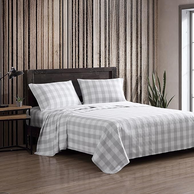 Eddie Bauer - Full Sheets, Cotton Flannel Bedding Set, Brushed For Extra Softness, Cozy Home Decor (Lakehouse Plaid, Full)