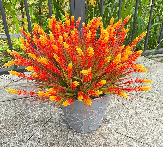 Artificial Plants Outdoor, 20 Pcs Fake Mums Flowers UV Resistant Outdoor Plants, Artificial Fall Flowers Plastic Faux Plants Shrubs for Home Porch Garden Yard Window Box