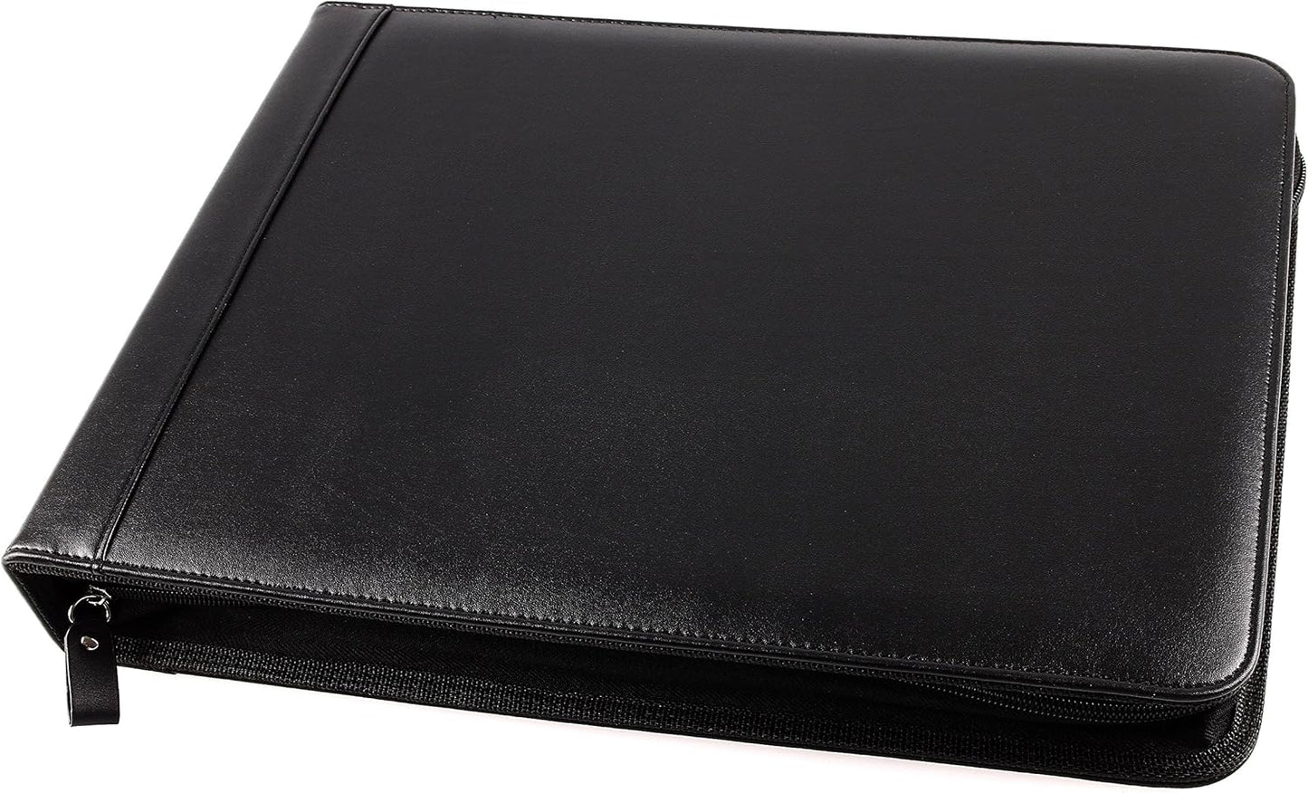 2Fold | Zippered Business Checkbook Binder - 7 Ring Organizer with Card Case - PU Leather for 600 Checks (Black)