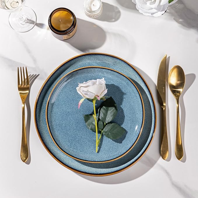 AmorArc Ceramic Dinnerware Sets,Handmade Reactive Glaze Stoneware Plates and Bowls Sets,Highly Scratch Resistant | Dishwasher & Microwave Safe Dishes Set,Service for 6 (18pc)