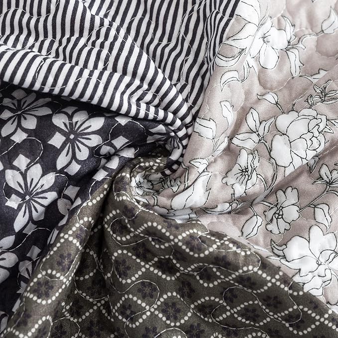 HoneiLife King Size Quilt Set - 3 Piece Microfiber Quilts Reversible Bedspreads Patchwork Coverlets Rustic Bedding Set for King Bed