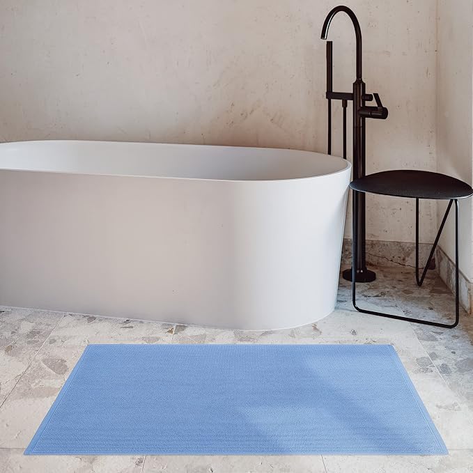Cotton Paradise 100% Cotton Turkish Bathmat Rug, Soft Absorbent Quick Dry Non Slip, 17x24 Bathmat Rug, Sky Blue