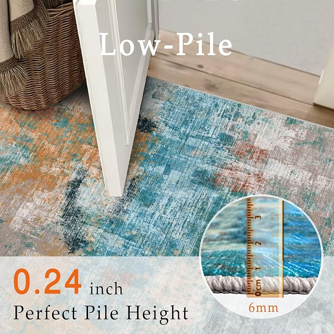vivorug Round Rug 6ft Abstract Round Area Rug Non-Slip Indoor Carpet for Living Room Bedroom Entryway, Stain Resistant Home Decor Circle Rug, Rosy Clouds